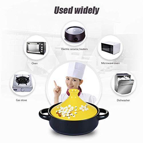 JINXIU Casserole Cooking Tagine Pot, 20Cm Tagine Pot Cookware Casserole Pots with Lids Medium Simple Cooking Tagine Lead Free for Home Kitchen 1.5L