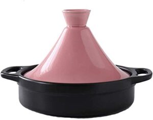 jinxiu casserole ceramic tagine pot, tajine cooking pot ceramic pots for cooking and stew casserole slow cooker with 2 handle and lid for home kitchen,pink
