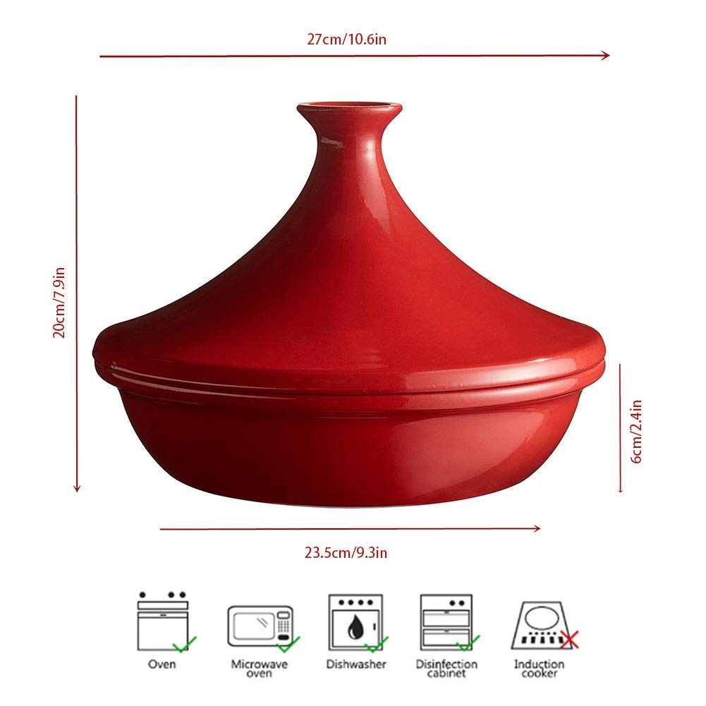 JINXIU Casserole Large Lead Free Cooking Tagine, Ceramic Pots with Lid for Different Cooking Styles High Temperature Resistance Compatible with All Cooktops (Color : #1)