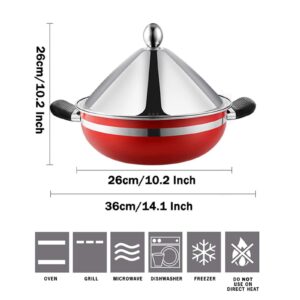 JINXIU Casserole Multi-Ply Clad Stainless Steel Tagine, Cooking Tagine Medium Lead Free Tangine with Silicone Gloves, 26Cm Tajine for Different Cooking Styles