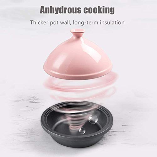 JINXIU Casserole 30Cm Tajine Cooking Pot, Enameled Cast Iron Tangine with Ceramic Lid for Different Cooking Styles/Compatible with All Stoves - Best Gift (Color : Pink)