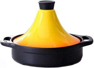 jinxiu casserole tajine cooking pot with lid, hand made and hand painted tagine pot ceramic pots for different cooking styles home cookware pot (color : yellow)