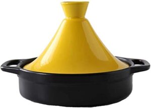jinxiu casserole ceramic tagine pot, tajine cooking pot ceramic pots for cooking and stew casserole slow cooker with 2 handle and lid for home kitchen,yellow