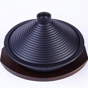 JINXIU Casserole Large Cooking Tagine, 28Cm Tajine with Enameled Cast Iron Base and Cone-Shaped Lid for Different Cooking Styles, Cast Iron Tagine with Tray