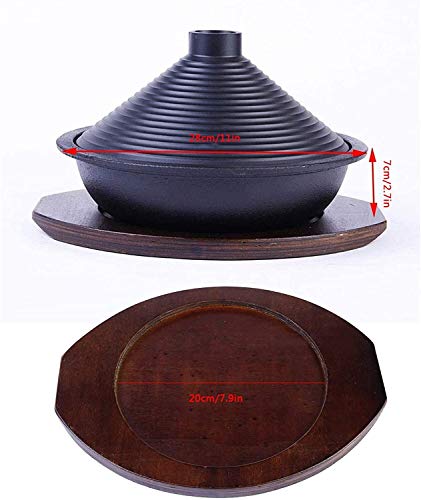 JINXIU Casserole Large Cooking Tagine, 28Cm Tajine with Enameled Cast Iron Base and Cone-Shaped Lid for Different Cooking Styles, Cast Iron Tagine with Tray