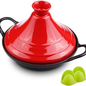 Casserole Dish ZYF 27Cm Lead Free Cooking Tagine, Tagine Pot Ceramic Casserole with Silicone Gloves, for Different Cooking Styles - Compatible with All Stoves