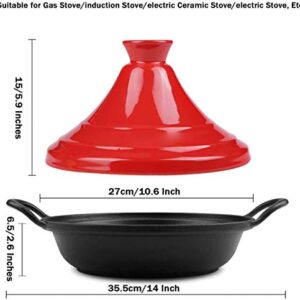 Casserole Dish ZYF 27Cm Lead Free Cooking Tagine, Tagine Pot Ceramic Casserole with Silicone Gloves, for Different Cooking Styles - Compatible with All Stoves