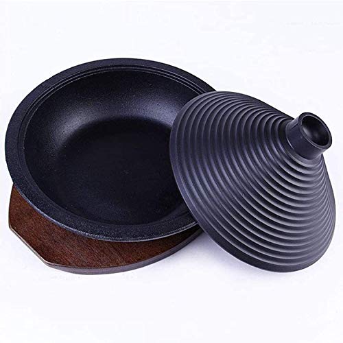 Casserole Dish ZYF Large Cooking Tagine, 28Cm Tajine with Enameled Cast Iron Base and Cone-Shaped Lid for Different Cooking Styles, Cast Iron Tagine with Tray