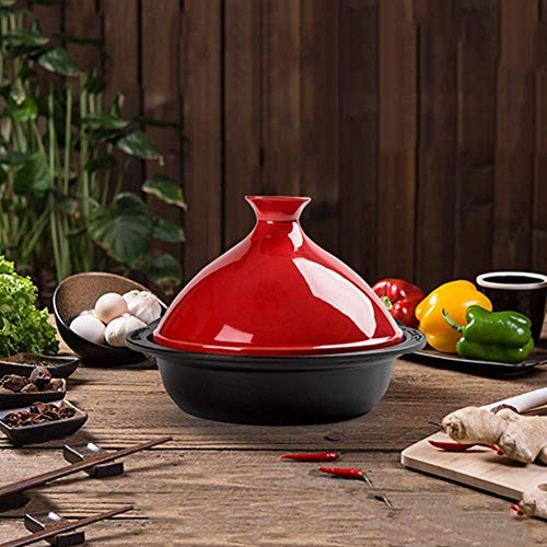 Casserole Dish ZYF Tagine Pot with Cone Shaped Lid, Cooking Tagine Medium Lead Free for Different Cooking Styles Compatible with All Stoves(1.5L) (Color : Red)