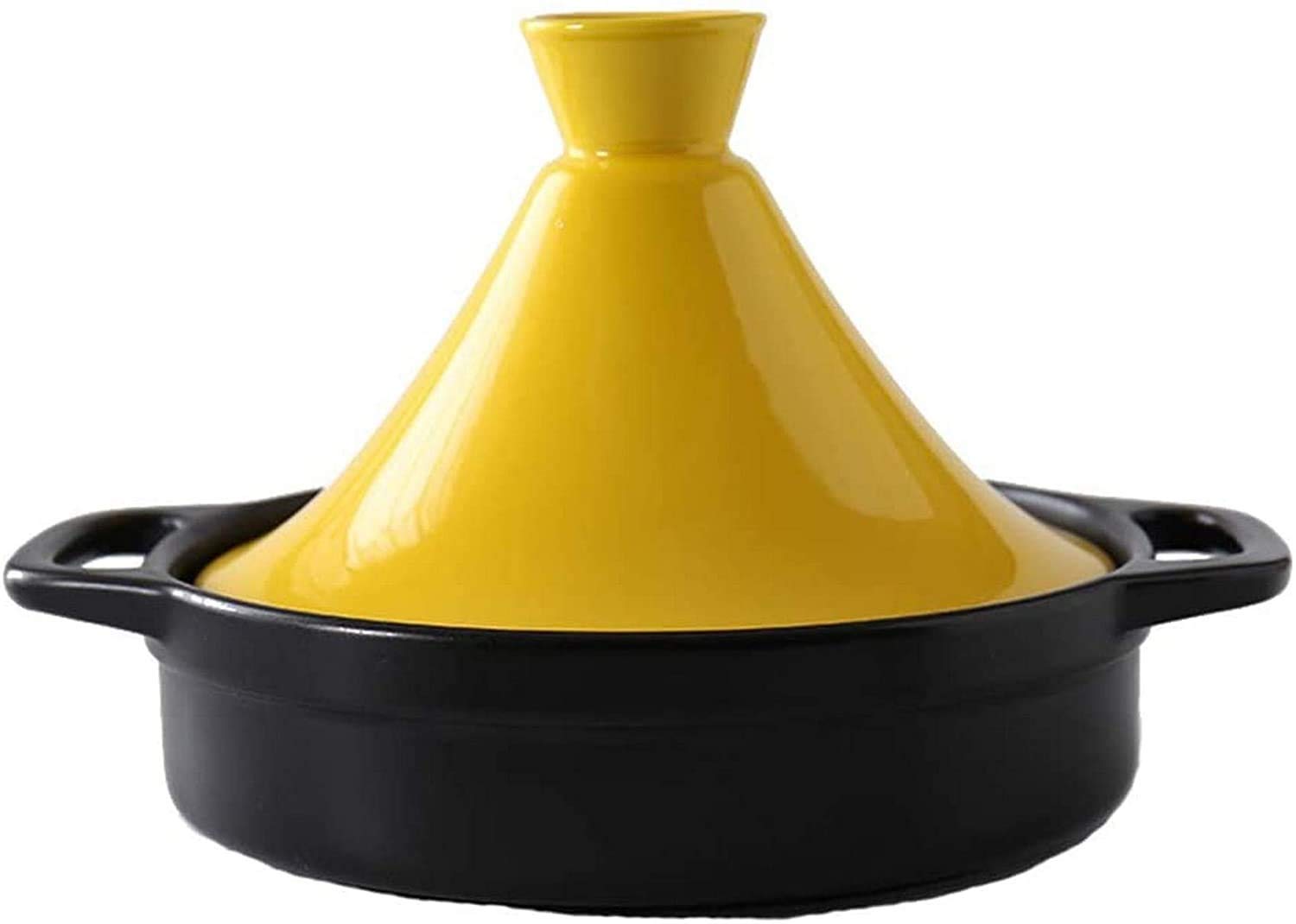 Ceramic Tagine Pot Yellow Cooking Pot Tagine Pots|High temperature resistance Ceramic Casserole|Slow Cooker with 2 Handle and Lid for Home Kitchen