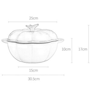 MYYINGBIN Pumpkin Cast Iron Stew Pot with Lid Anti-Scalding Silicone Gloves, 25 cm Non-Stick Coating Soup Pot Casserole Easy Clean, 1