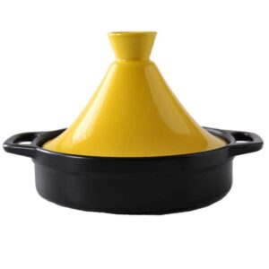 myyingbin yellow moroccan tagine cooking pot cast iron enamel stew casserole slow cooker with anti-scalding handles