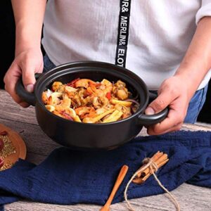 MYYINGBIN Flower Painted Cookware Tagine Pot Lead Free Clay Casserole with Handles Cold and Heat Resistant Stewpot, 20cm