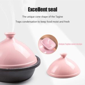 MYYINGBIN Round Tagine with Enameled Cast Iron Base and Heat-Resistant Ceramics Lid Easy to Clean, Housewarming Gifts, Red