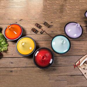 MYYINGBIN Colorful Enameled Cast Iron Tagine Pot with Lid Suitable for Different Cooking Styles and Temperature Settings, Red