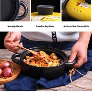 MYYINGBIN 7.9 Inches White Flower Painted Moroccan Tagine Pot Clay Ceramics Casseroles Slow Cooker with Anti-Scalding Handle Easy to Clean