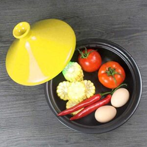 MYYINGBIN 23cm Ceramic Tagine Pot Stew Casserole Slow Cooker Lead Free with Wooden Shovel and Tray High Temperature Resistant, Red