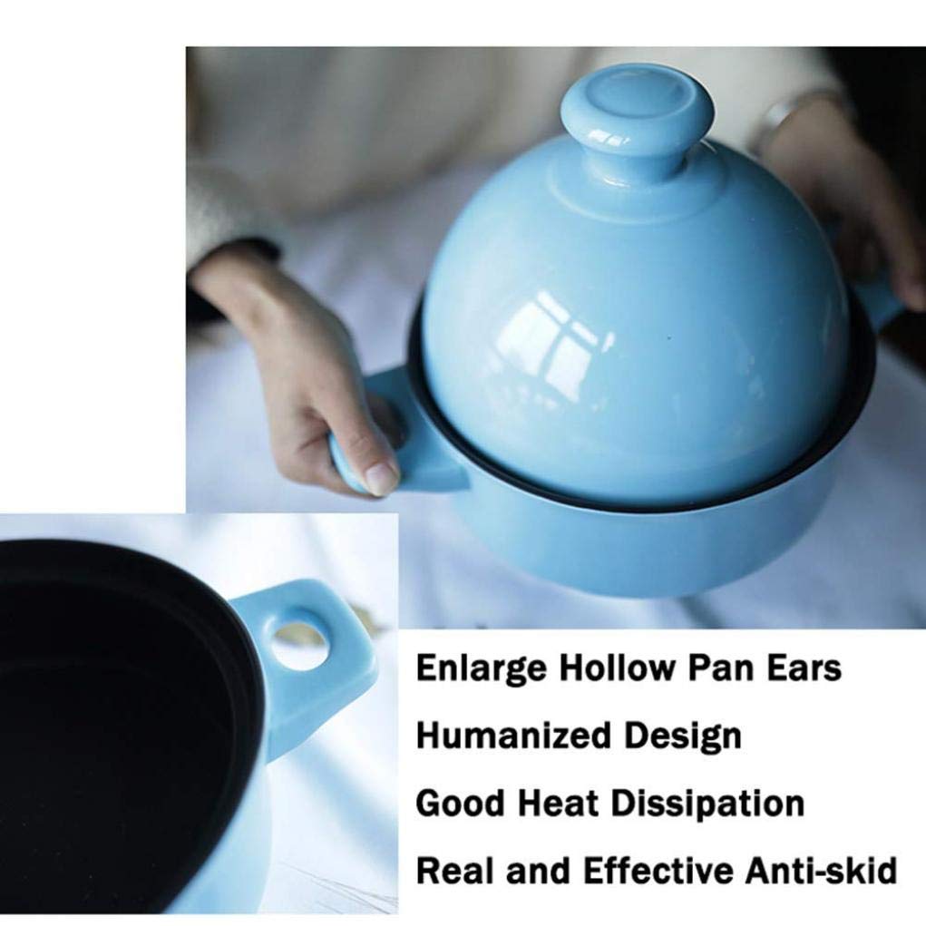 MYYINGBIN Blue Moroccan Tagine Pot Ceramic Stewpot Slow Cooker Anti-Scalding Handle Casserole Easy to Clean