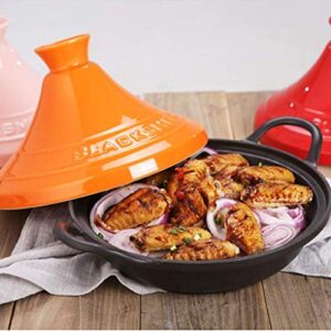 MYYINGBIN 27cm Enameled Cast Iron Pot Moroccan Tagine Easy to Clean Slow Cooker Healthy Cooking Suitable for 2-4 People