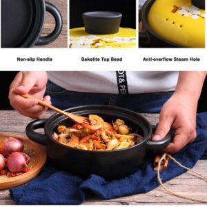 MYYINGBIN Yellow Hand Painted Moroccan Tagine Pot Ceramics Clay Casseroles Stewpot Slow Cooker Anti-Scalding Handle, 1.5L