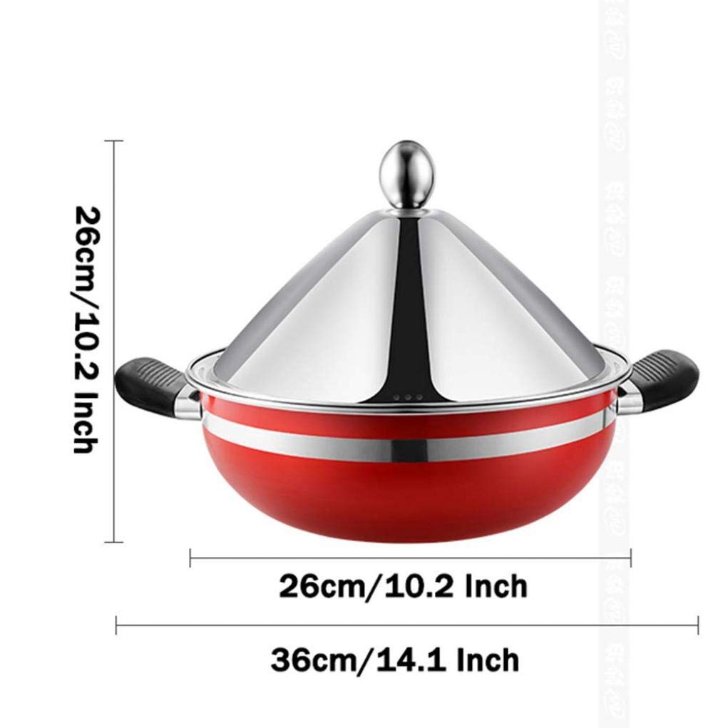MYYINGBIN Moroccan Tagine Pot Stainless Steel Lid Anti-Scalding Handle High Temperature Resistance Applicable to Gas Induction Cooker