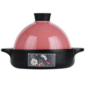 myyingbin moroccan tagine pot ceramic slow cooker suitable for oven microwave oven gas stove electric ceramic stove, 1.5 liter, pink
