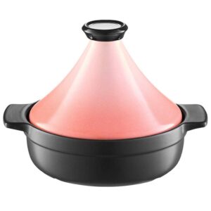 myyingbin moroccan tagine ceramic micro pressure cooker with tapered lid easy to clean suitable for oven microwave gas stove, pink