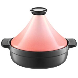 MYYINGBIN Moroccan Tagine Ceramic Micro Pressure Cooker with Tapered Lid Easy to Clean Suitable for Oven Microwave Gas Stove, Pink