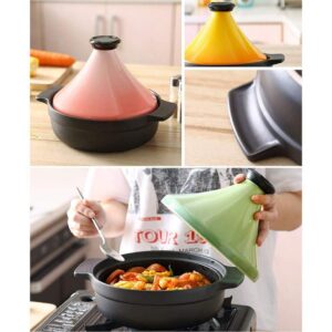 MYYINGBIN Moroccan Tagine Ceramic Micro Pressure Cooker with Tapered Lid Easy to Clean Suitable for Oven Microwave Gas Stove, Pink