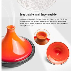 MYYINGBIN 1.7 Liters Moroccan Tagine Lead Free Ceramic Pot Safe Clay Stew Pot Cast Iron Base Suitable for 1-4 People, Red