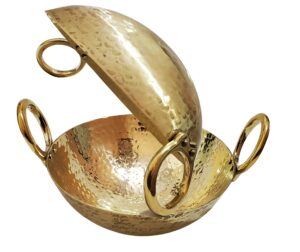 pure source india heavy duty brass kadhai, for cooking serving,(brass kadai 10 x 3.5 inch)