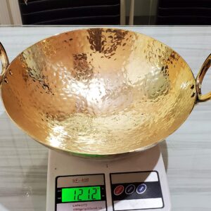 Pure Source India Heavy Duty Brass Kadhai, for Cooking Serving,(Brass Kadai 10 x 3.5 Inch)