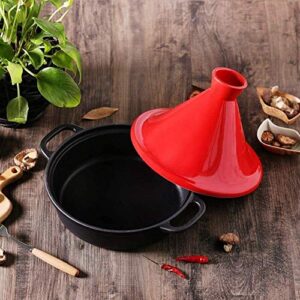 ZYF Casserole Dish Cast Iron Tagine Pot 20Cm, Tajine Cooking Pot with Enameled Cast Iron Base and Cone-Shaped Lid Lead Free Stew Casserole Slow Cooker,Orange