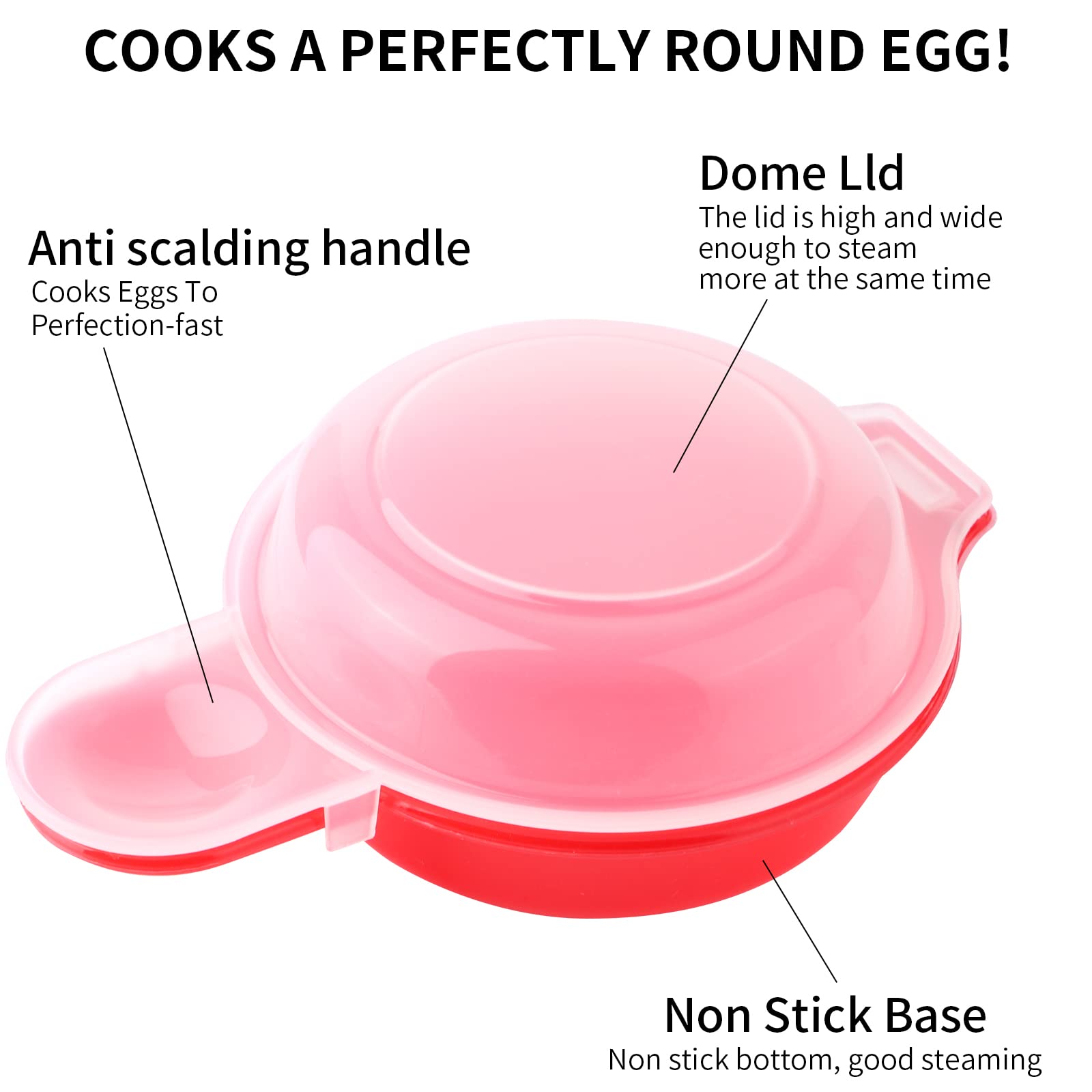 2 sets Microwave Egg Cooker,1 Minute Fast Egg Hamburg Omelet Maker Kitchen Cooking Tool(Red and clear)