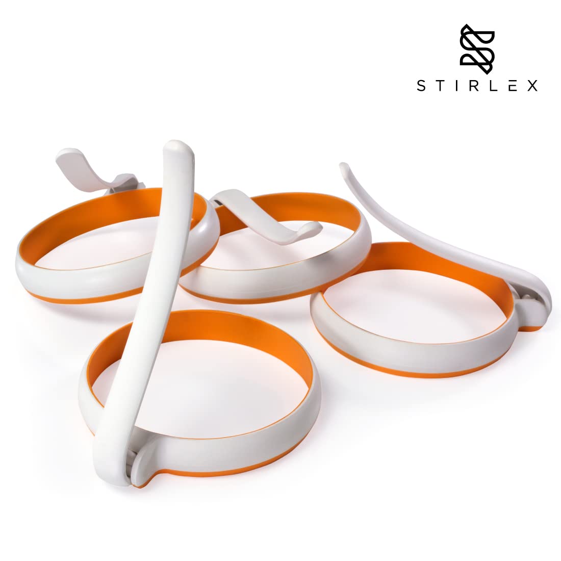 STIRLEX 4-inch Silicone Fried Egg Rings Set, 4-pack, Round Mold for Pancakes, Breakfast Sandwich, Nonstick