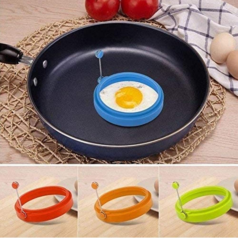 HengLiSam Silicone Egg Rings, 4 Inch Food Grade Egg Cooking Rings, Non Stick Fried Egg Ring Mold, Pancake Breakfast Sandwiches, Egg Mcmuffin Ring(Multicolor,4Pack)