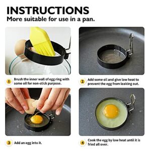 Round Egg Maker Ring 2 Pack, Nonstick Egg Rings for Frying Eggs and English Muffins, Egg Shaper for Frying Pan Cooking, Egg Molds for Griddle, Egg Circles for Breakfast Sandwich Burger