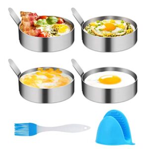 4/6 pack egg ring,egg mold ring non stick stainless steel 3.5inch egg mold egg rings for frying eggs pancake sandwich cooking beefsteak griddle kitchen gadgets for breakfast