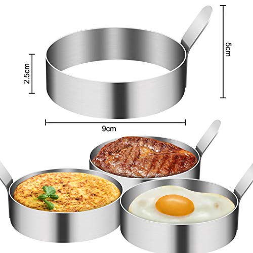 4/6 Pack Egg Ring,Egg Mold Ring Non Stick Stainless Steel 3.5Inch Egg Mold Egg Rings for Frying Eggs Pancake Sandwich Cooking Beefsteak Griddle Kitchen Gadgets for Breakfast