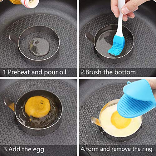 4/6 Pack Egg Ring,Egg Mold Ring Non Stick Stainless Steel 3.5Inch Egg Mold Egg Rings for Frying Eggs Pancake Sandwich Cooking Beefsteak Griddle Kitchen Gadgets for Breakfast