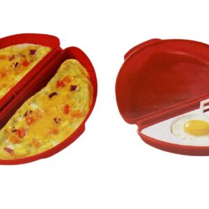 Dependable Industries inc. Essentials Microwaveable Microwave Omelet Pan and 2 Cavity Egg Poacher Set BPA Free Plastic Quick Egg Maker