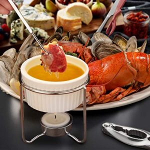 Hiware 4 Pieces Ceramic Butter Warmers with 24 Pieces Tealight Candles Set for Seafood, Fondue - Dishwasher Safe