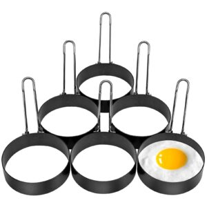 6 pack egg ring, stainless steel round egg cooking rings non-stick frying egg maker molds