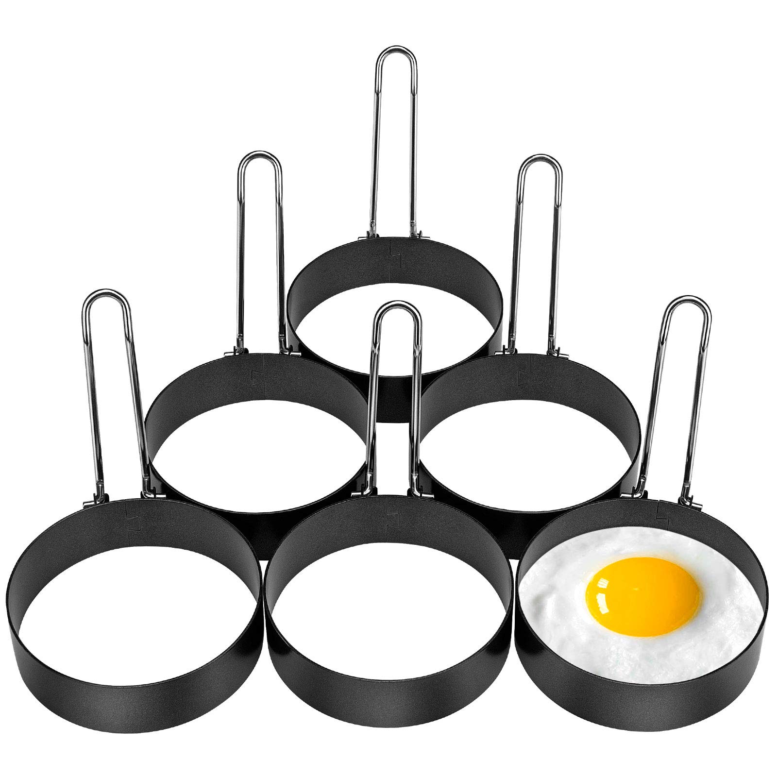 6 Pack Egg Ring, Stainless Steel Round Egg Cooking Rings Non-Stick Frying Egg Maker Molds