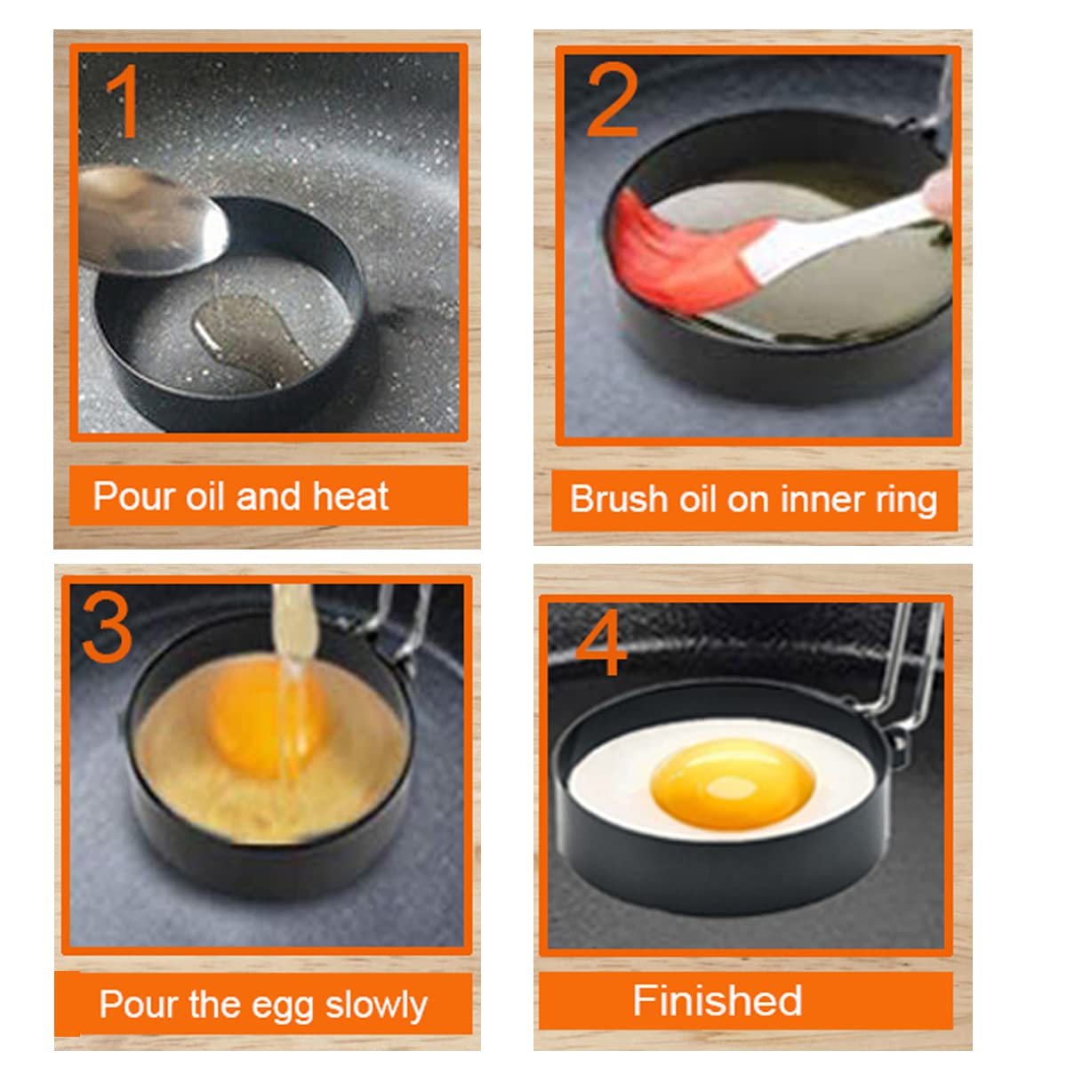 Upgrade Large 3 Packs Egg Rings for Griddle Frying Egg,8" Omelette Ring,6" Pancake Mold Ring,4" Griddle Egg Ring,Non-stick Stainless Steel Egg Rings Anti-scalding Grill with Oil Brush & Egg Separator