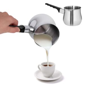 Stock Your Home 24oz Turkish Coffee Pot, Small Saucepan Coffee Maker, Mini Sauce Pan Butter Melter, Stainless Steel Milk Warmer Pots for Stove Top