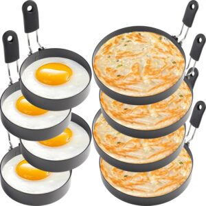 egg rings 4 pcs large 6" pancake mold and 4 pcs 3.5" fried egg mold stainless steel nonstick egg ring for frying eggs and muffins