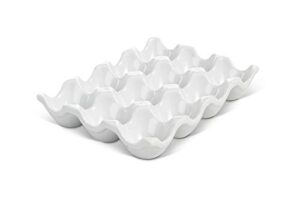 hic kitchen egg crate, fine white porcelain, holds 1 dozen eggs
