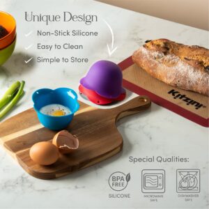 Kitzini Poached Egg Cup. Egg Coddler 4 Set. BPA Free. Microwave Egg Poacher. Nonstick Egg Pod Perfect Silicone Egg Poacher. Easy to Use & Clean. No Mess. 4 Silicone Egg Molds. Dishwasher Safe