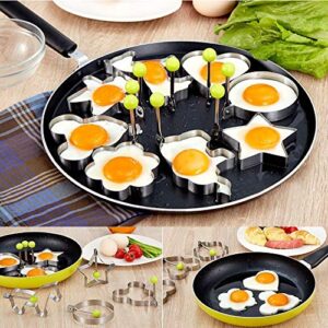 Marsrut 9 PCS Fried Egg Mold Stainless Steel Pancake Cookie Maker for Kids - Heart bird apple elephant horse flower ring mould with Gift Box